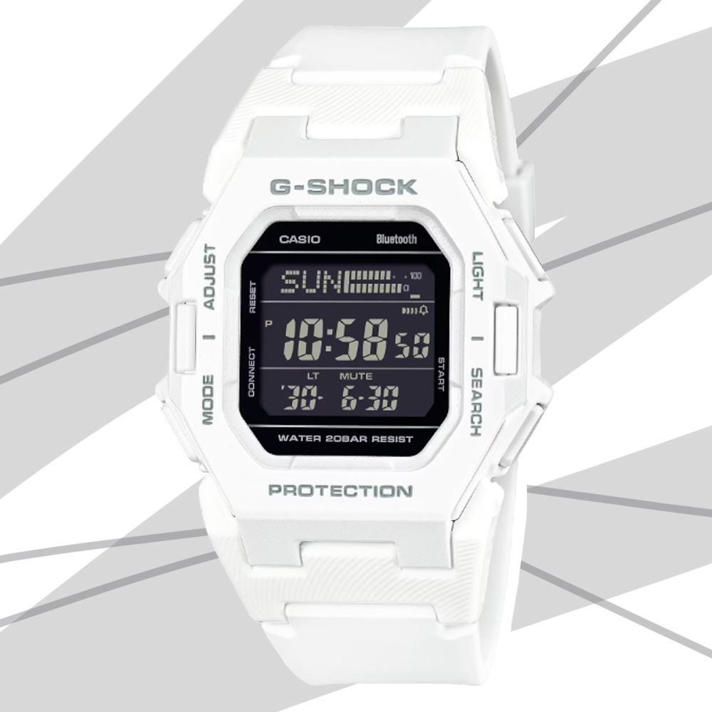 CASIO 卡西歐   G-SHOCK 未來時尚 智慧藍芽 計步器 纖薄電子錶-白色 GD-B500-7 防水200米