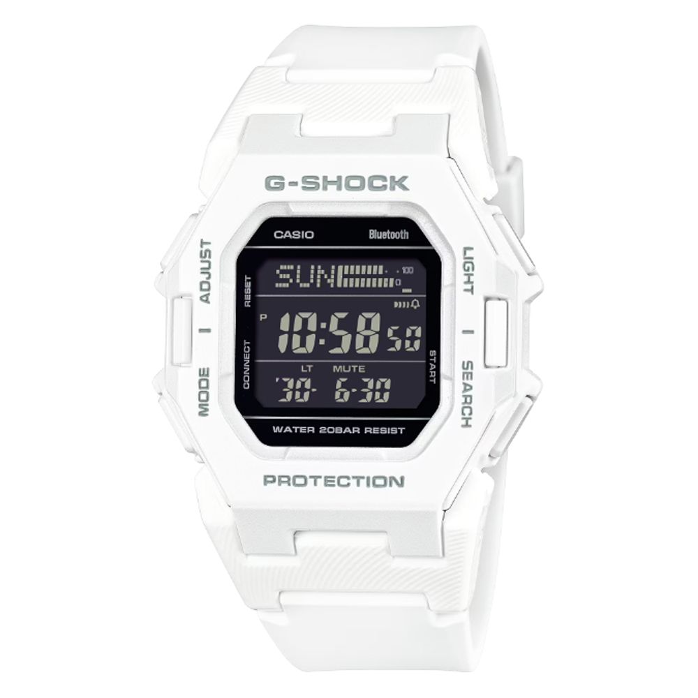 CASIO 卡西歐   G-SHOCK 未來時尚 智慧藍芽 計步器 纖薄電子錶-白色 GD-B500-7 防水200米