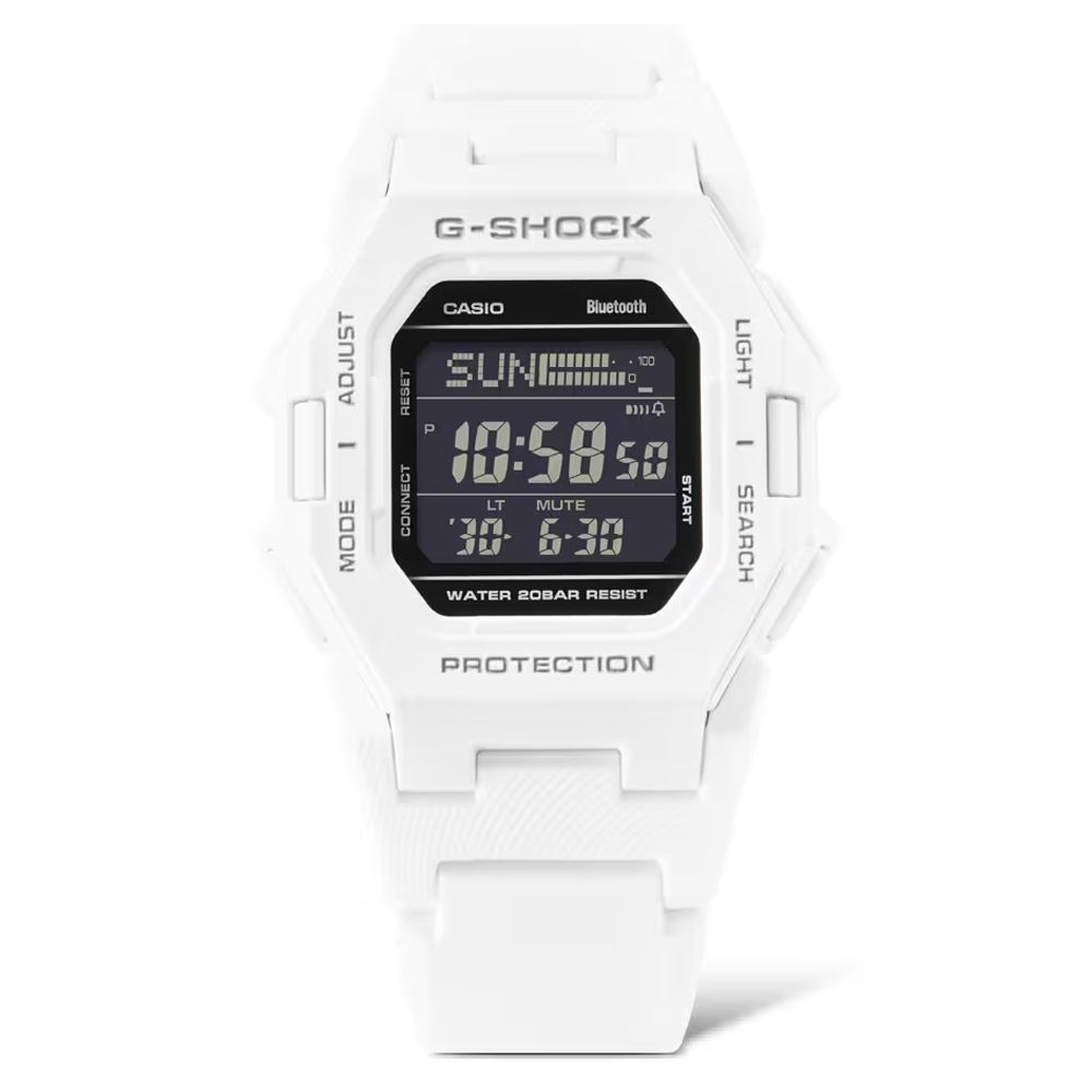 CASIO 卡西歐   G-SHOCK 未來時尚 智慧藍芽 計步器 纖薄電子錶-白色 GD-B500-7 防水200米