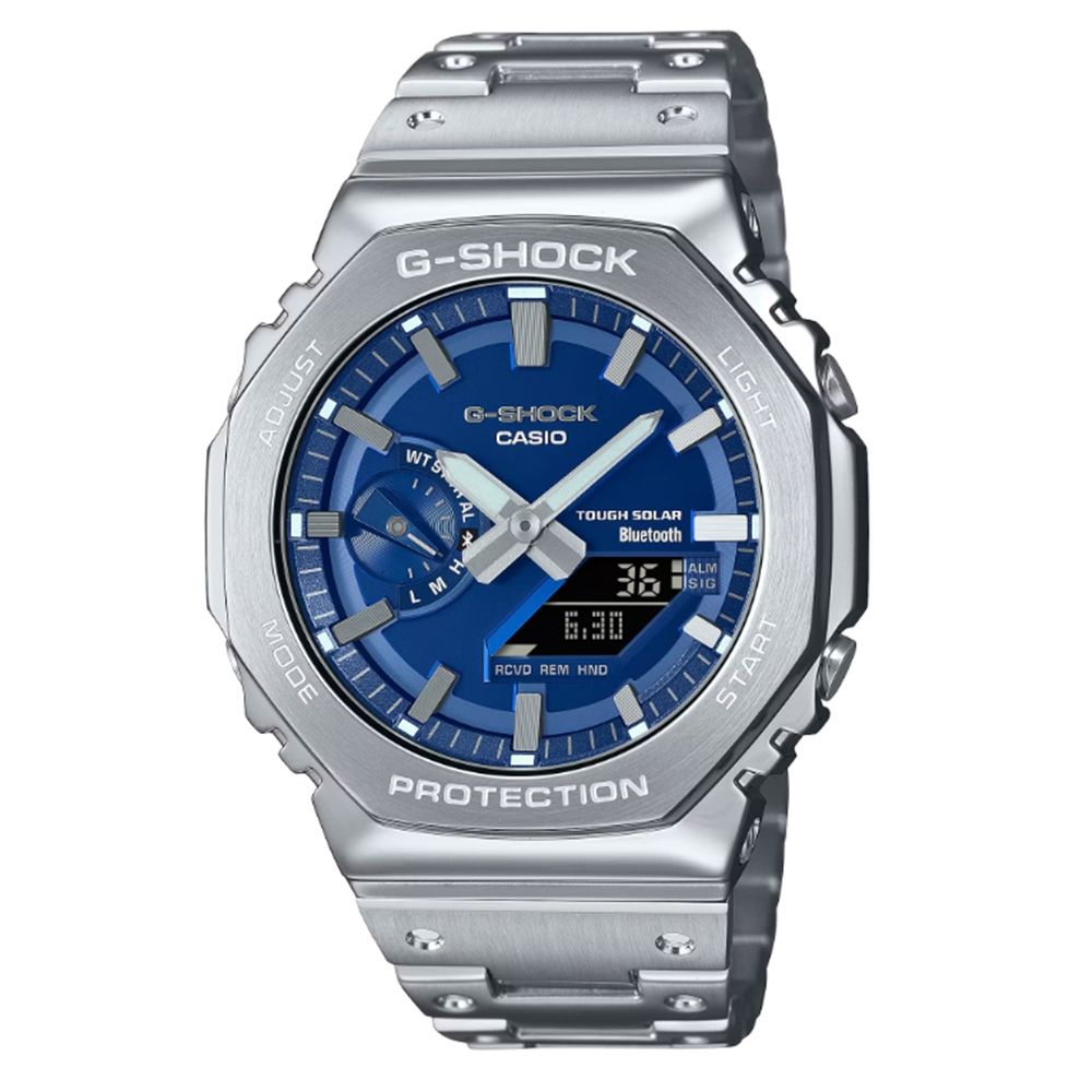 CASIO 卡西歐 G-SHOCK 藍牙 太陽能電力 耀眼湛藍 全金屬 八角形錶殼 GM-B2100AD-2A_44.4mm