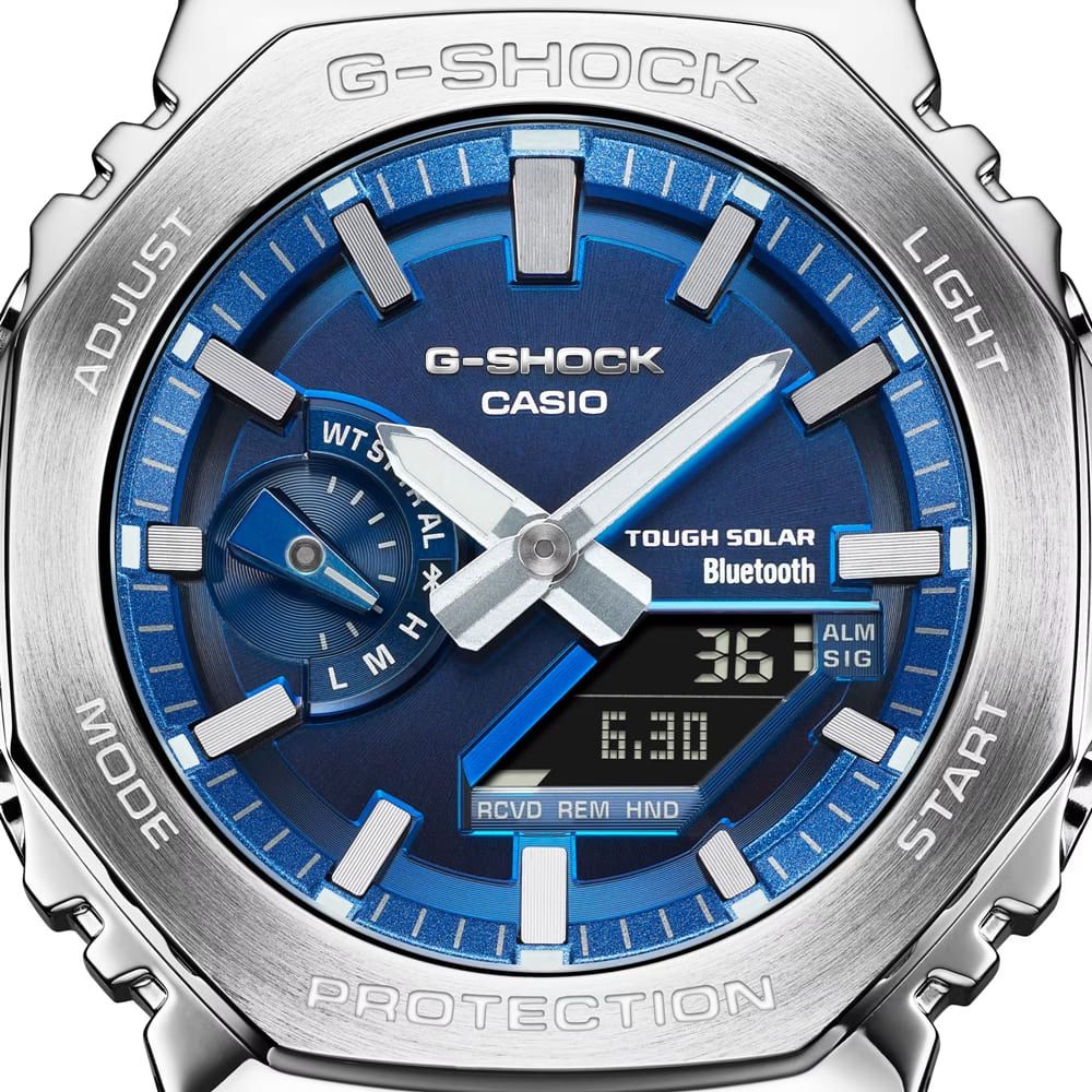 CASIO 卡西歐 G-SHOCK 藍牙 太陽能電力 耀眼湛藍 全金屬 八角形錶殼 GM-B2100AD-2A_44.4mm