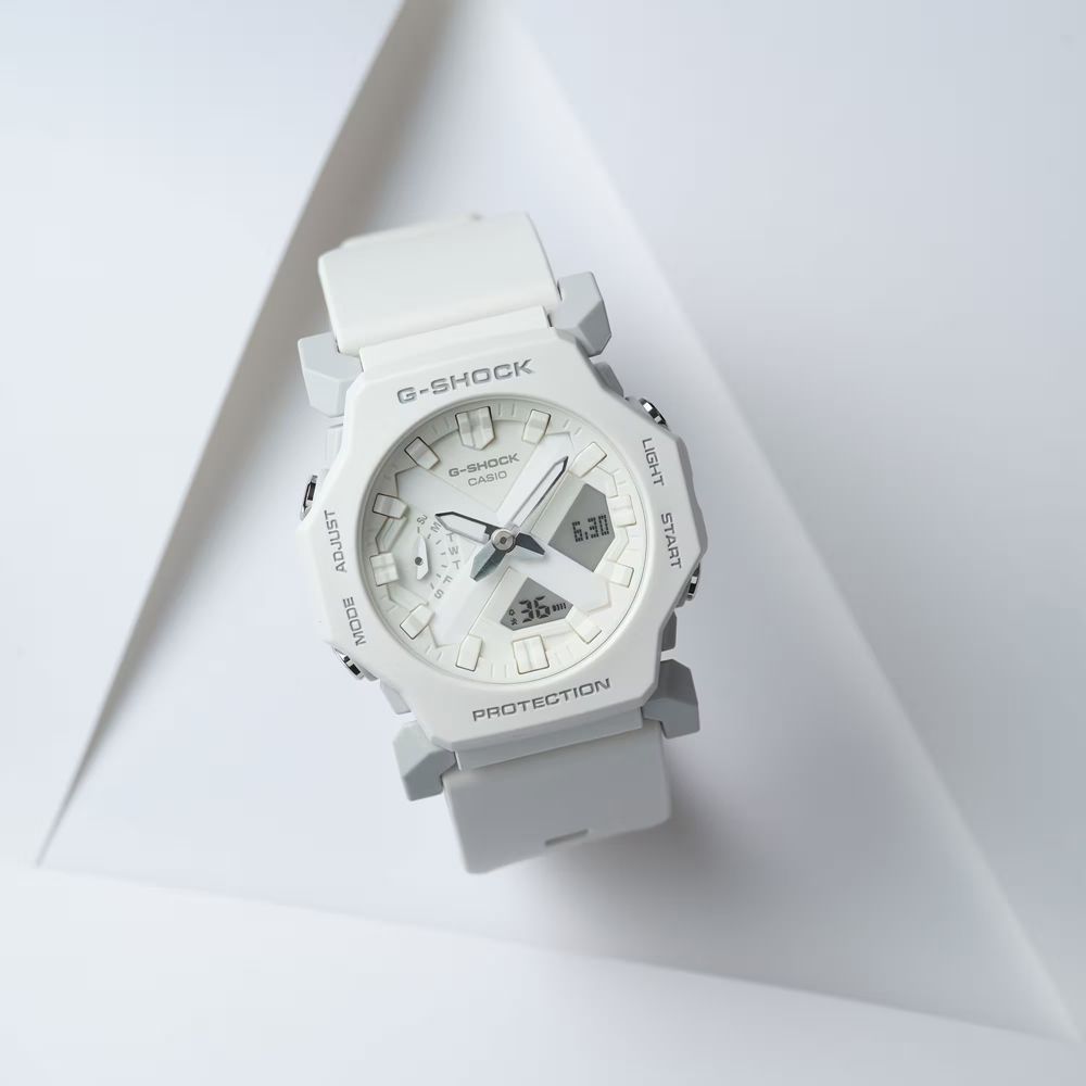 CASIO 卡西歐 G-SHOCK 極簡強悍 輕巧簡約 極亮白 全新進化 雙顯系列 GA-2300-7A_42.1mm