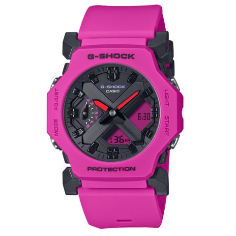 CASIO 卡西歐 G-SHOCK 極簡強悍 輕巧簡約 搶眼桃 全新進化 雙顯系列 GA-2300-4A_42.1mm