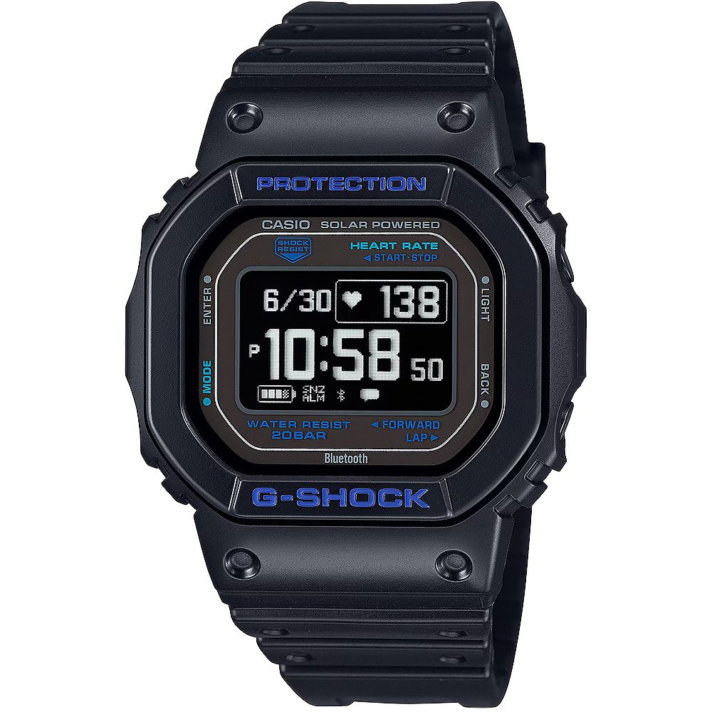 CASIO 卡西歐   G-SHOCK 多功能藍芽太陽能運動電子錶 手錶-黑 DW-H5600-1A2