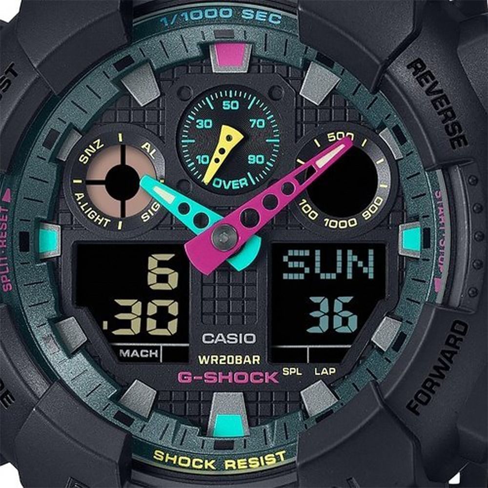 CASIO 卡西歐   G-SHOCK 虛擬世界 霓虹科幻雙顯手錶 GA-100MF-1A