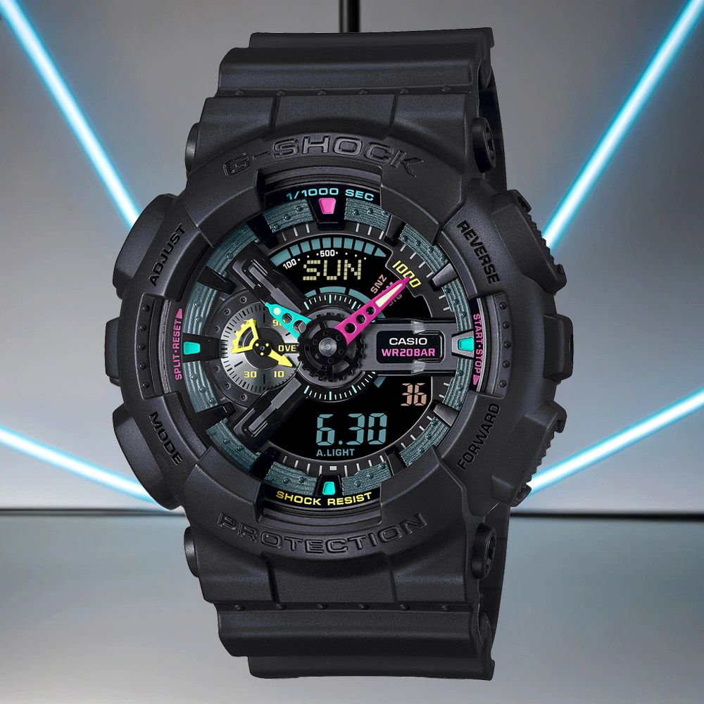 CASIO 卡西歐   G-SHOCK 虛擬世界 霓虹科幻雙顯手錶 GA-110MF-1A