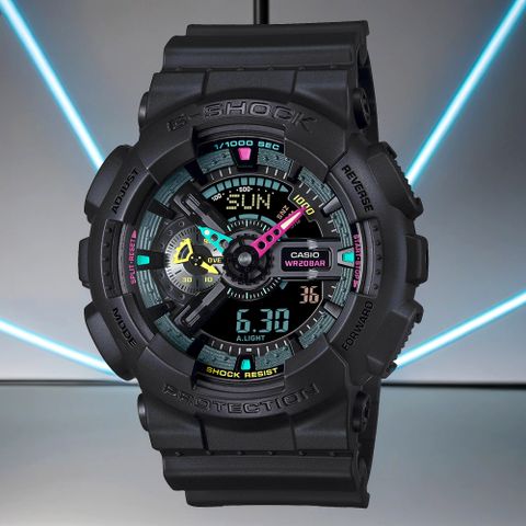 熱銷品牌▼日系手錶CASIO 卡西歐 G-SHOCK 虛擬世界 霓虹科幻雙顯手錶 GA-110MF-1A