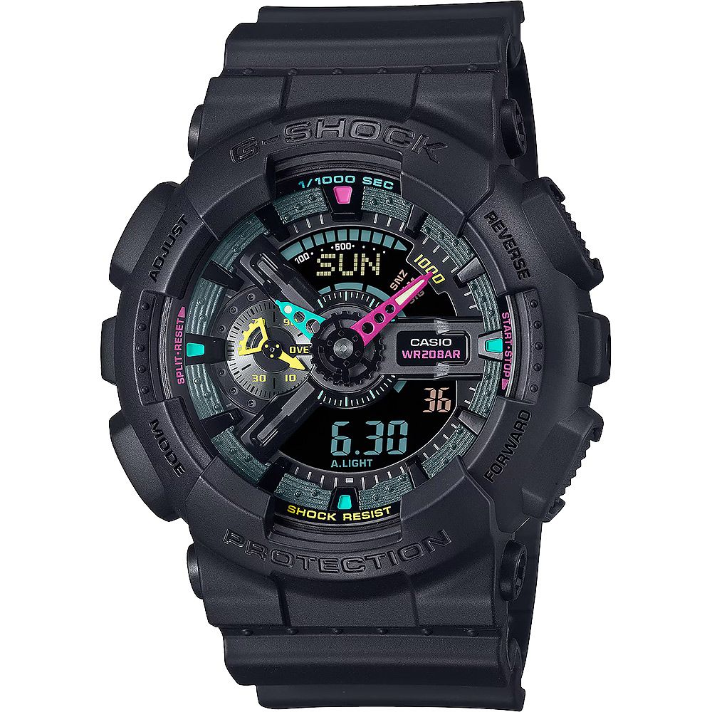 CASIO 卡西歐   G-SHOCK 虛擬世界 霓虹科幻雙顯手錶 GA-110MF-1A