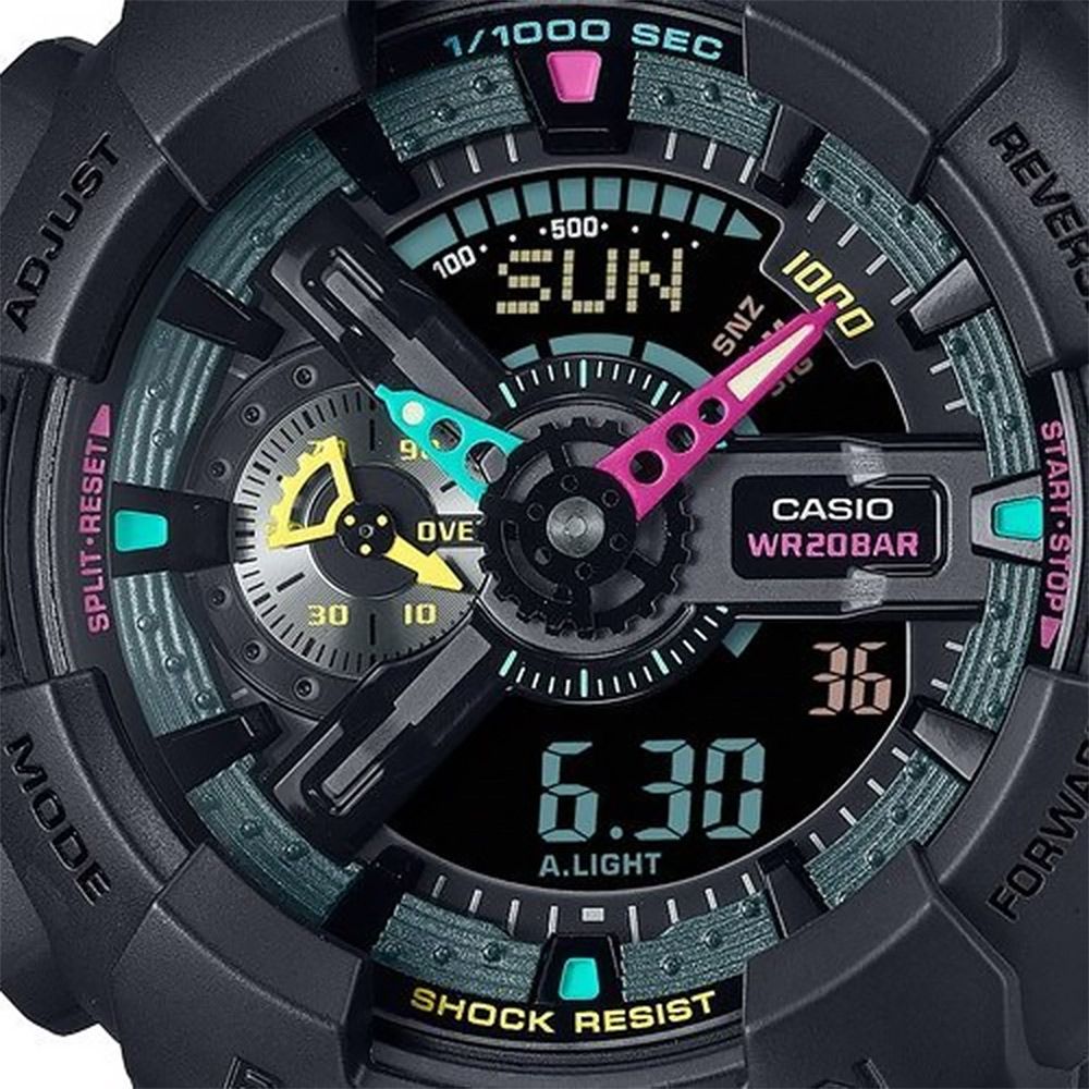 CASIO 卡西歐   G-SHOCK 虛擬世界 霓虹科幻雙顯手錶 GA-110MF-1A