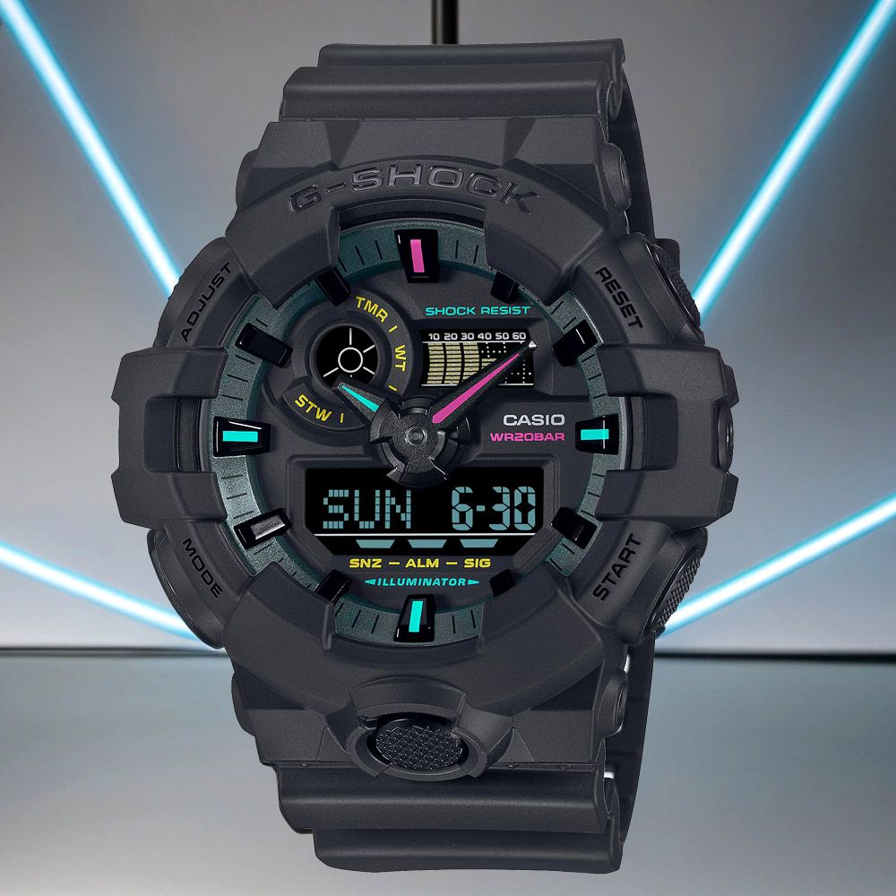 CASIO 卡西歐   G-SHOCK 虛擬世界 霓虹科幻雙顯手錶 GA-700MF-1A