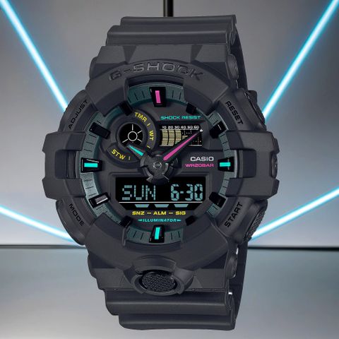 熱銷品牌▼日系手錶CASIO 卡西歐 G-SHOCK 虛擬世界 霓虹科幻雙顯手錶 GA-700MF-1A