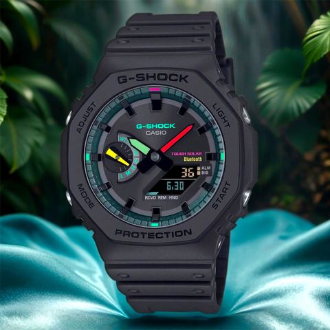 熱銷品牌▼日系手錶CASIO 卡西歐 G-SHOCK 虛擬世界 霓虹科幻藍芽太陽能雙顯手錶 GA-B2100MF-1A