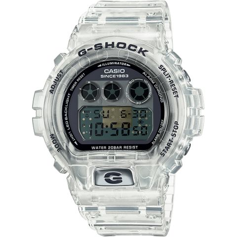 送降溫冰涼貼，送完為止CASIO G-SHOCK 40周年透明解構系列大錶徑計時錶/DW-6940RX-7