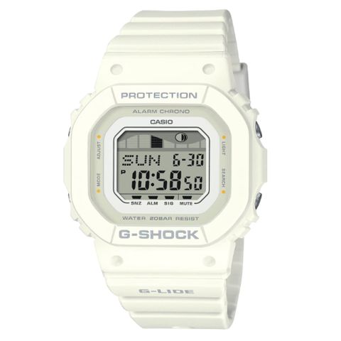 CASIO 卡西歐 G-SHOCK 纖薄精巧 衝浪運動 潮汐顯示 沙灘淨白 GLX-S5600-7B_40.5mm