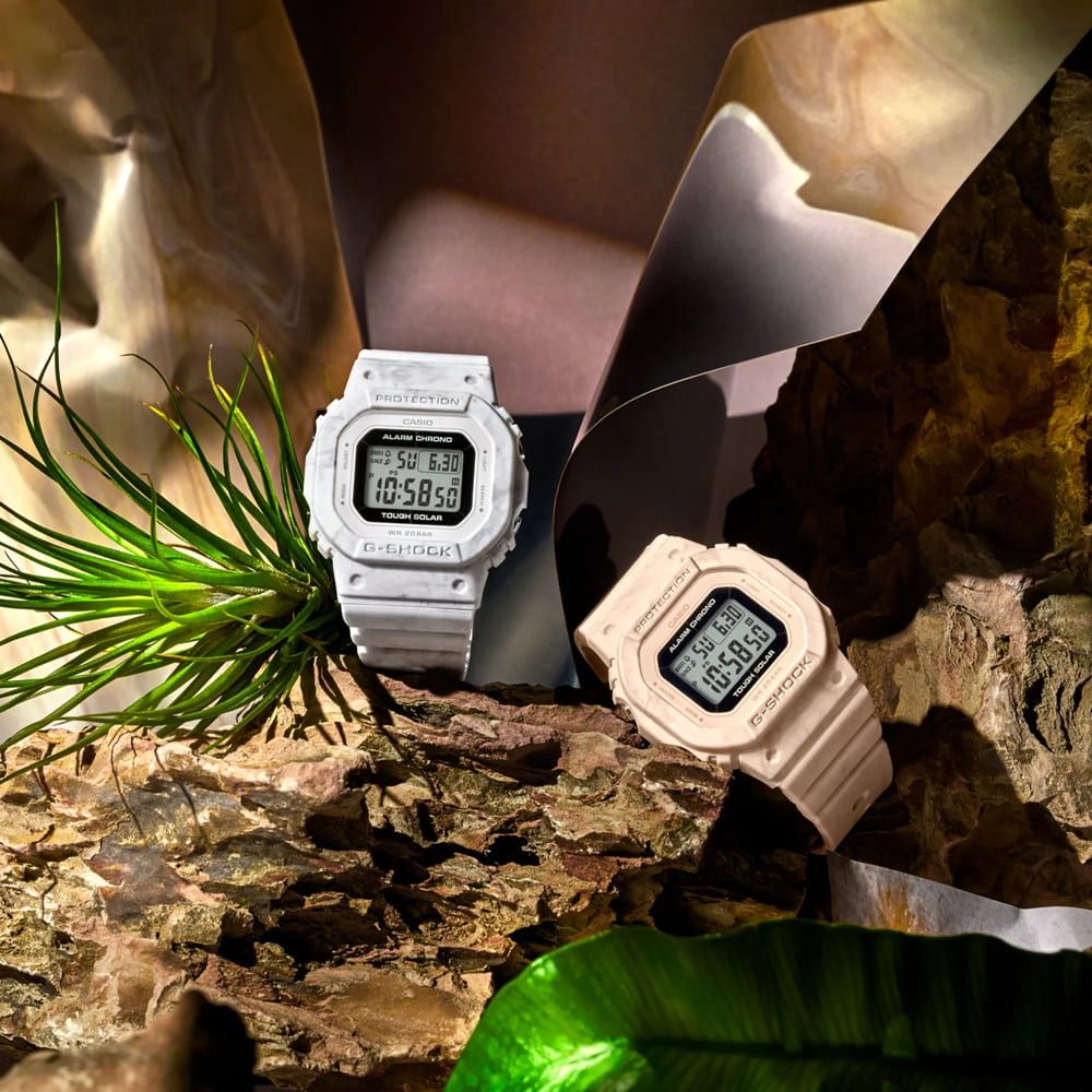 CASIO 卡西歐 G-SHOCK 纖薄精巧 太陽能電力 大理石紋理 粉 經典方型 GMS-S5600RT-4_40.5mm