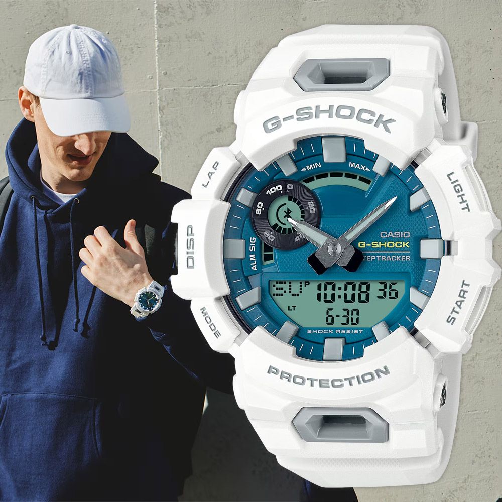 CASIO 卡西歐   G-SHOCK 亮藍綠面 運動生活藍芽多功能雙顯手錶 GBA-900CB-7A