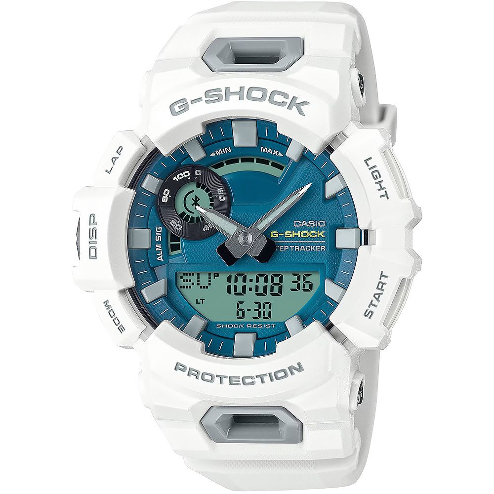 CASIO 卡西歐   G-SHOCK 亮藍綠面 運動生活藍芽多功能雙顯手錶 GBA-900CB-7A