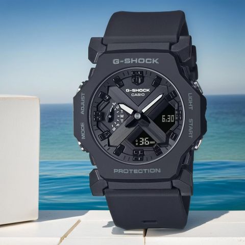 CASIO 卡西歐 G-SHOCK 極簡纖薄小巧雙顯手錶-黑 GA-2300-1A