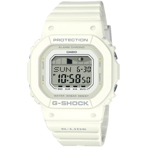 CASIO G-SHOCK 陽光沙灘月相潮汐衝浪錶/白/GLX-S5600-7B