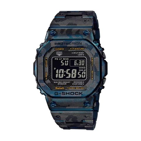 【CASIO G-SHOCK】藍芽電波鈦金屬方形電子腕錶-藍灰款/GMW-B5000TCF-2/台灣總代理公司貨享一年保固