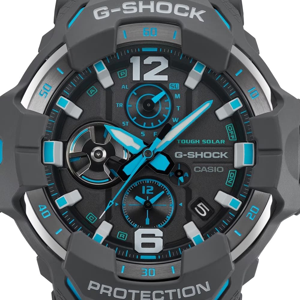 CASIO 卡西歐 G-SHOCK 藍牙 飛行錶 碳纖維防護 灰藍 GR-B300-8A2_54.7mm