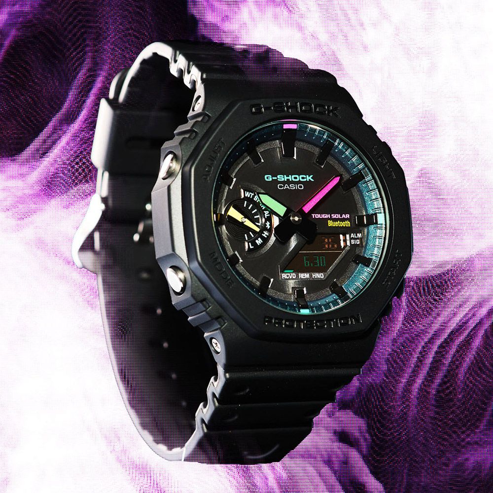 CASIO 卡西歐  G-SHOCK 霧黑螢光太陽能藍芽八角造型計時錶/GA-B2100MF-1A