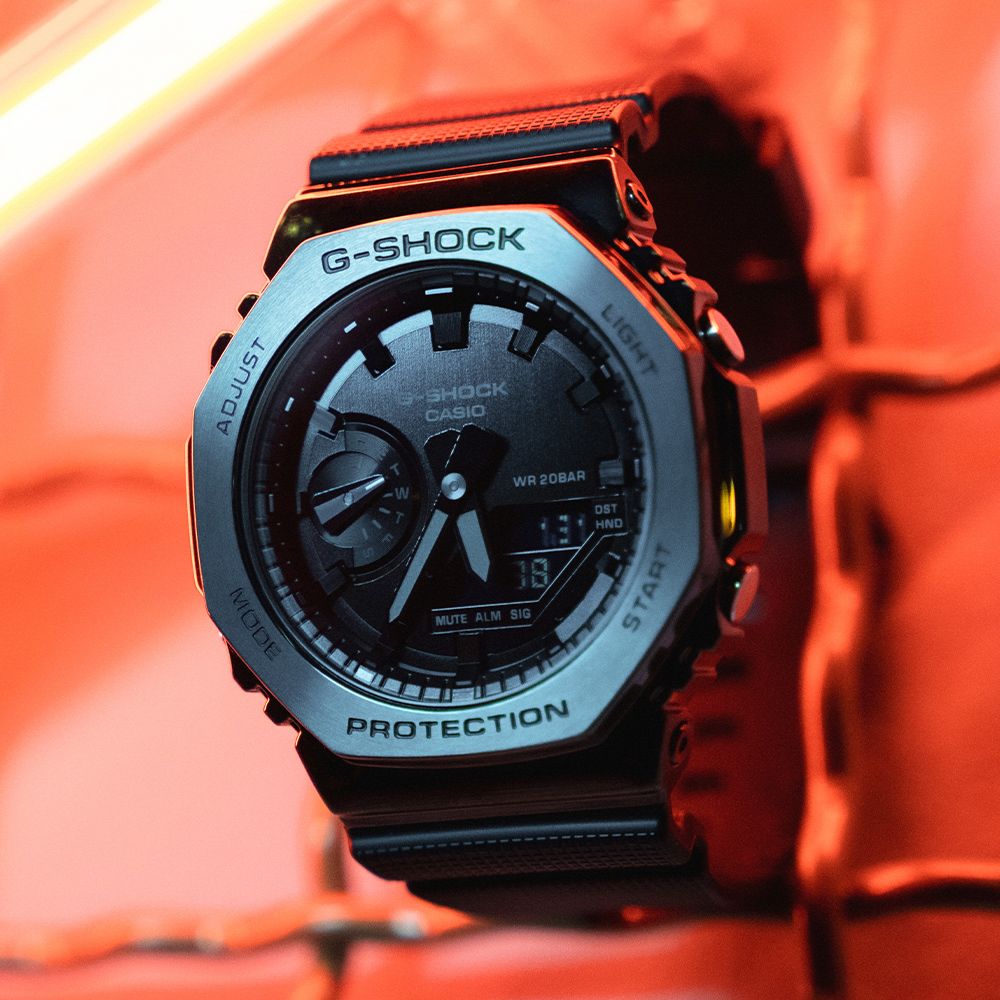 CASIO 卡西歐 G-SHOCK 金屬時尚八角造型計時錶/黑/GM-2100BB-1A