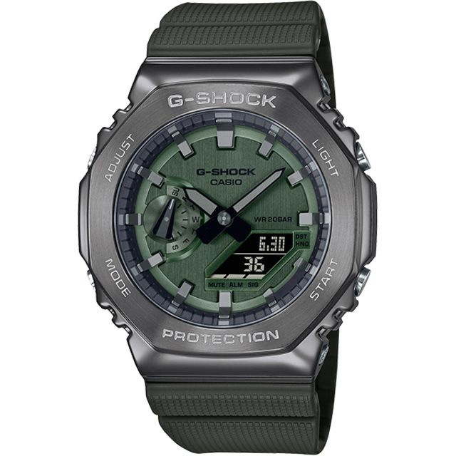 CASIO 卡西歐  G-SHOCK 金屬時尚八角造型計時錶/綠/GM-2100B-3A