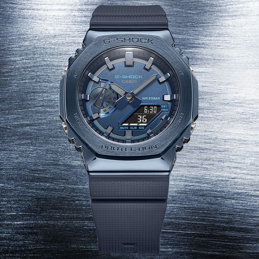 CASIO 卡西歐 G-SHOCK 金屬時尚八角造型計時錶/藍/GM-2100N-2A