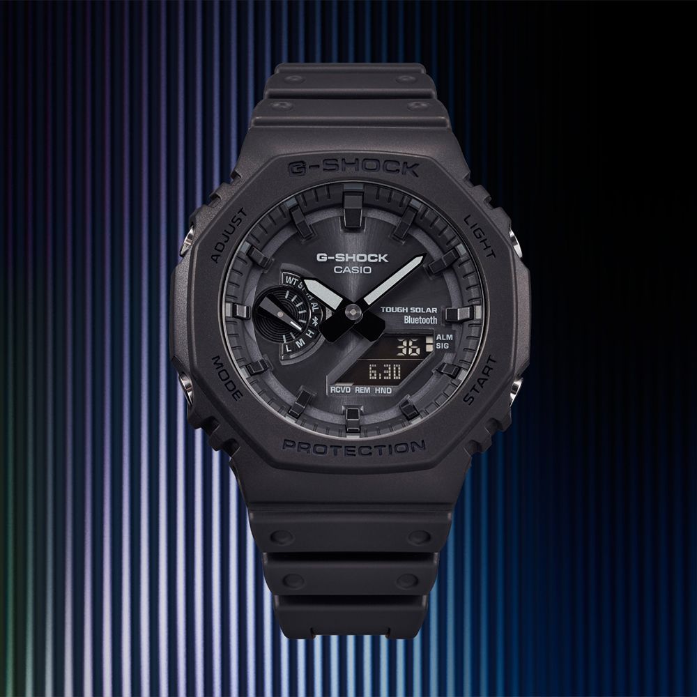 CASIO 卡西歐 G-SHOCK 太陽能藍芽八角造型計時錶/全黑/GA-B2100-1A1