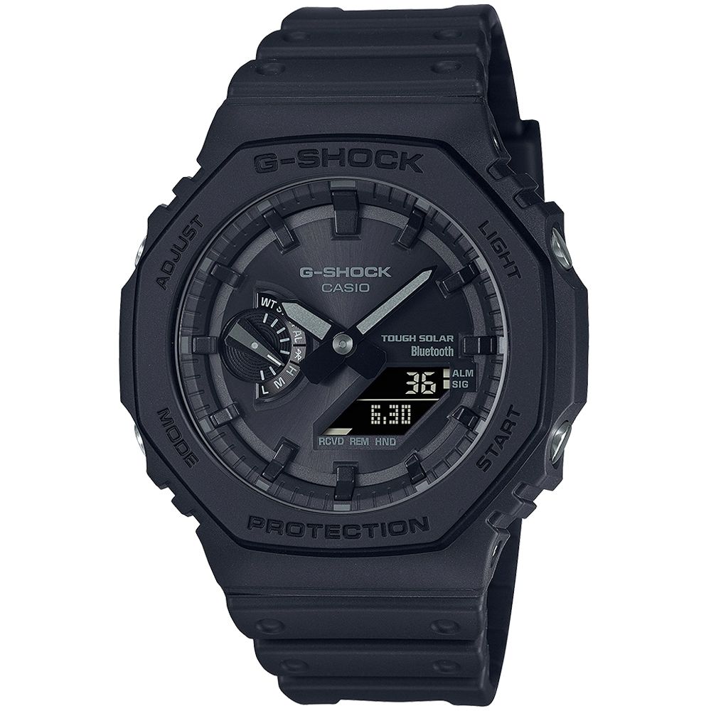 CASIO 卡西歐 G-SHOCK 太陽能藍芽八角造型計時錶/全黑/GA-B2100-1A1