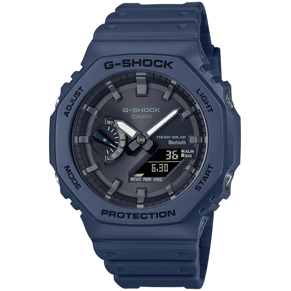 CASIO 卡西歐 G-SHOCK 太陽能藍芽八角造型計時錶/藍/GA-B2100-2A