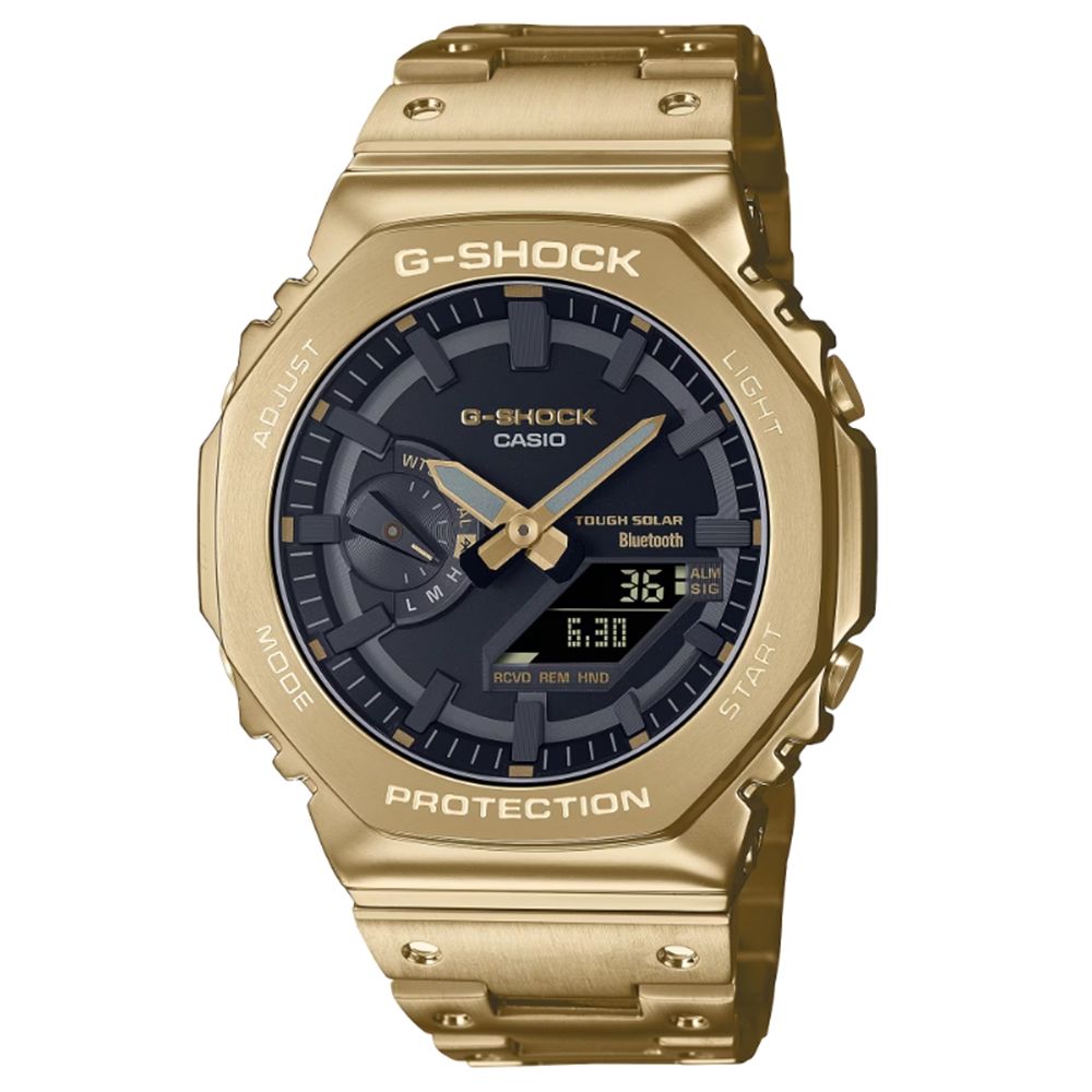 CASIO 卡西歐 G-SHOCK 奢華 全金屬 太陽能 智慧藍芽雙顯錶 金色GM-B2100GD-9A_44.4mm