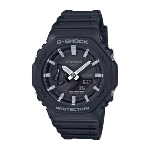 CASIO 卡西歐 G-SHOCK 八角雙顯電子錶(黑/灰GA-2100-1A)