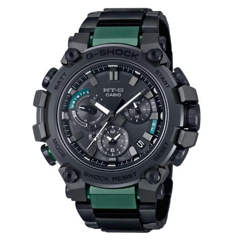 CASIO 卡西歐 G-SHOCK MT-G 太陽能智慧藍芽 輕量電波錶 黑綠 MTG-B3000BD-1A2_50.9mm