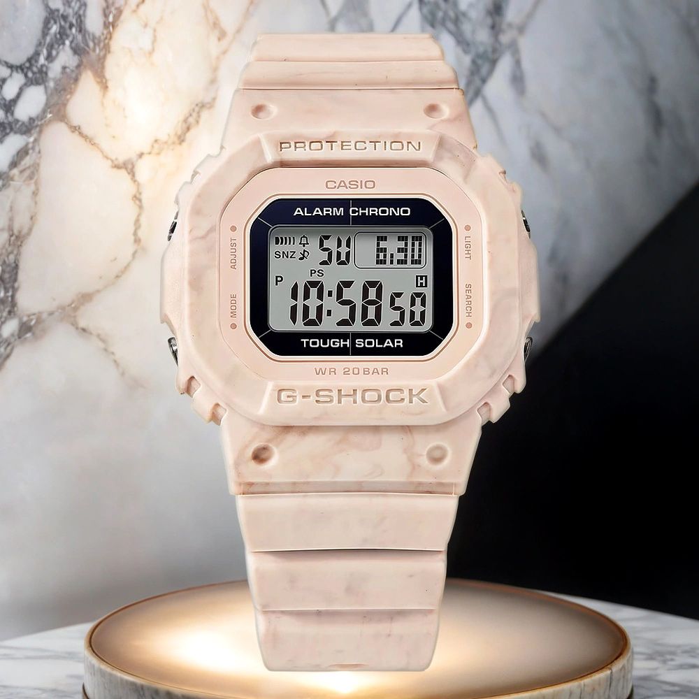 CASIO 卡西歐   G-SHOCK 大理石紋 太陽能方形女錶 GMS-S5600RT-4