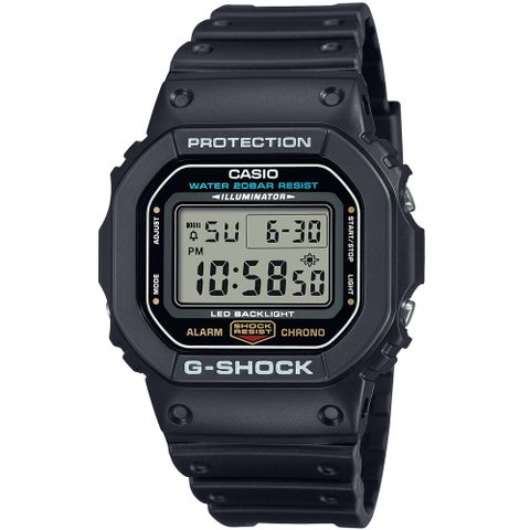 【CASIO 卡西歐】G-SHOCK 潮流時尚耐衝擊數位電子腕錶/黑(DW-5600UE-1)