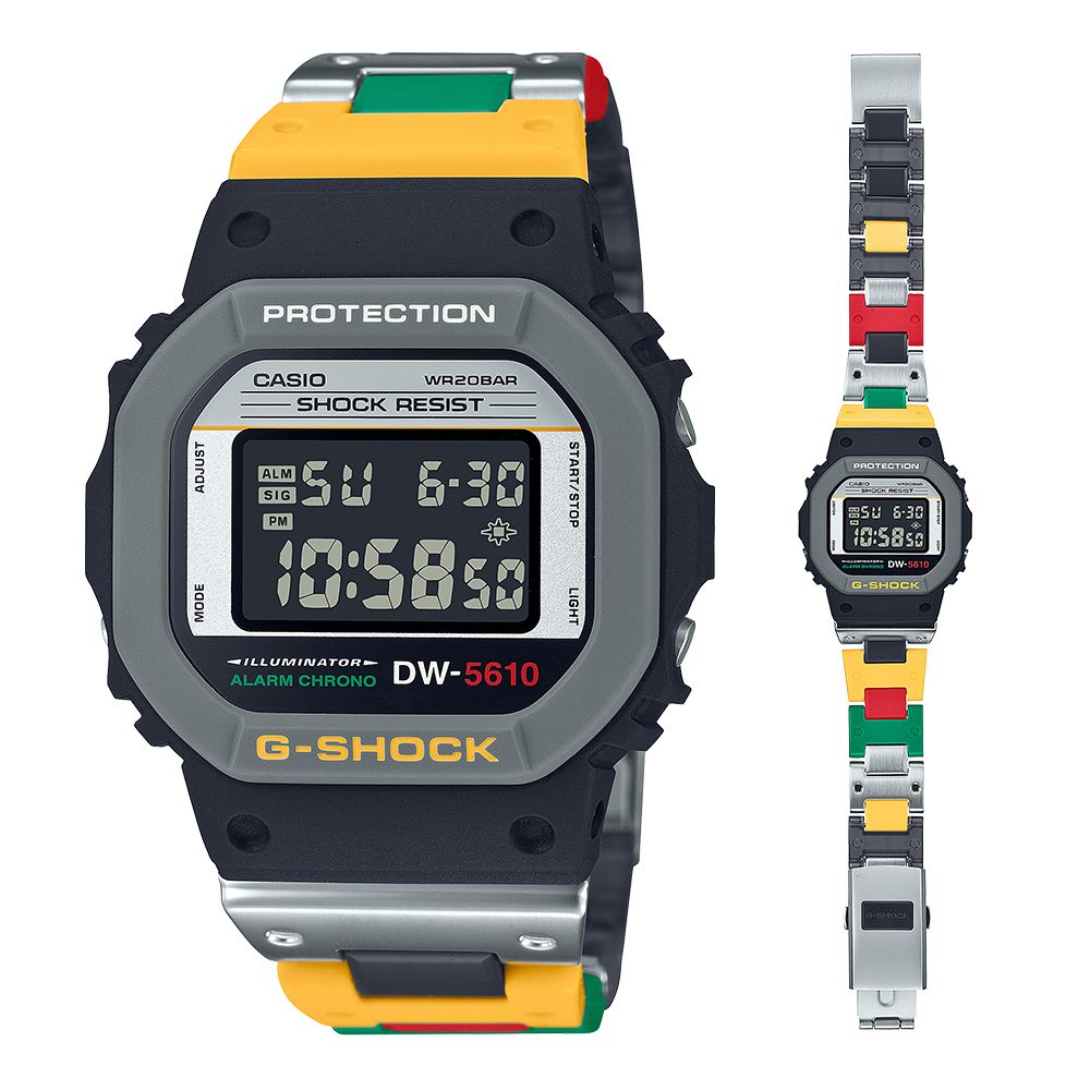 CASIO 卡西歐  G-SHOCK 復古錄音帶經典方形計時錶/DW-5610MT-1