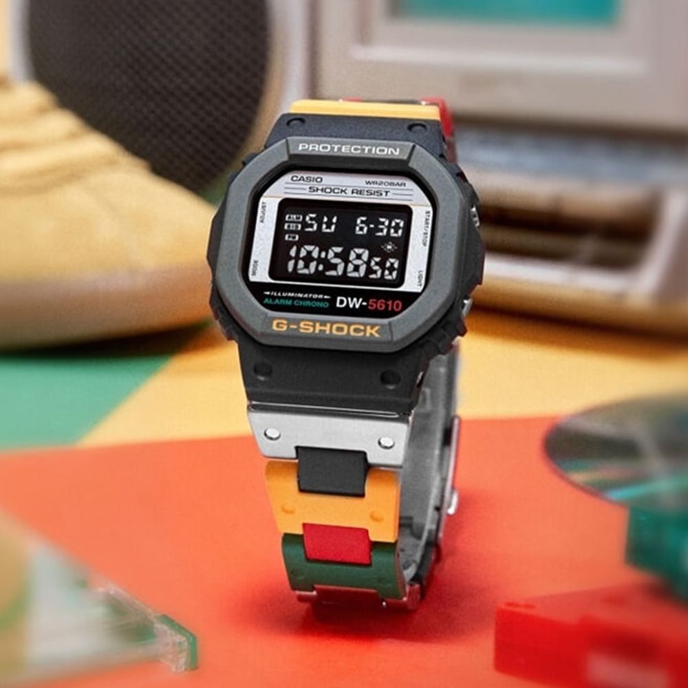 CASIO 卡西歐  G-SHOCK 復古錄音帶經典方形計時錶/DW-5610MT-1