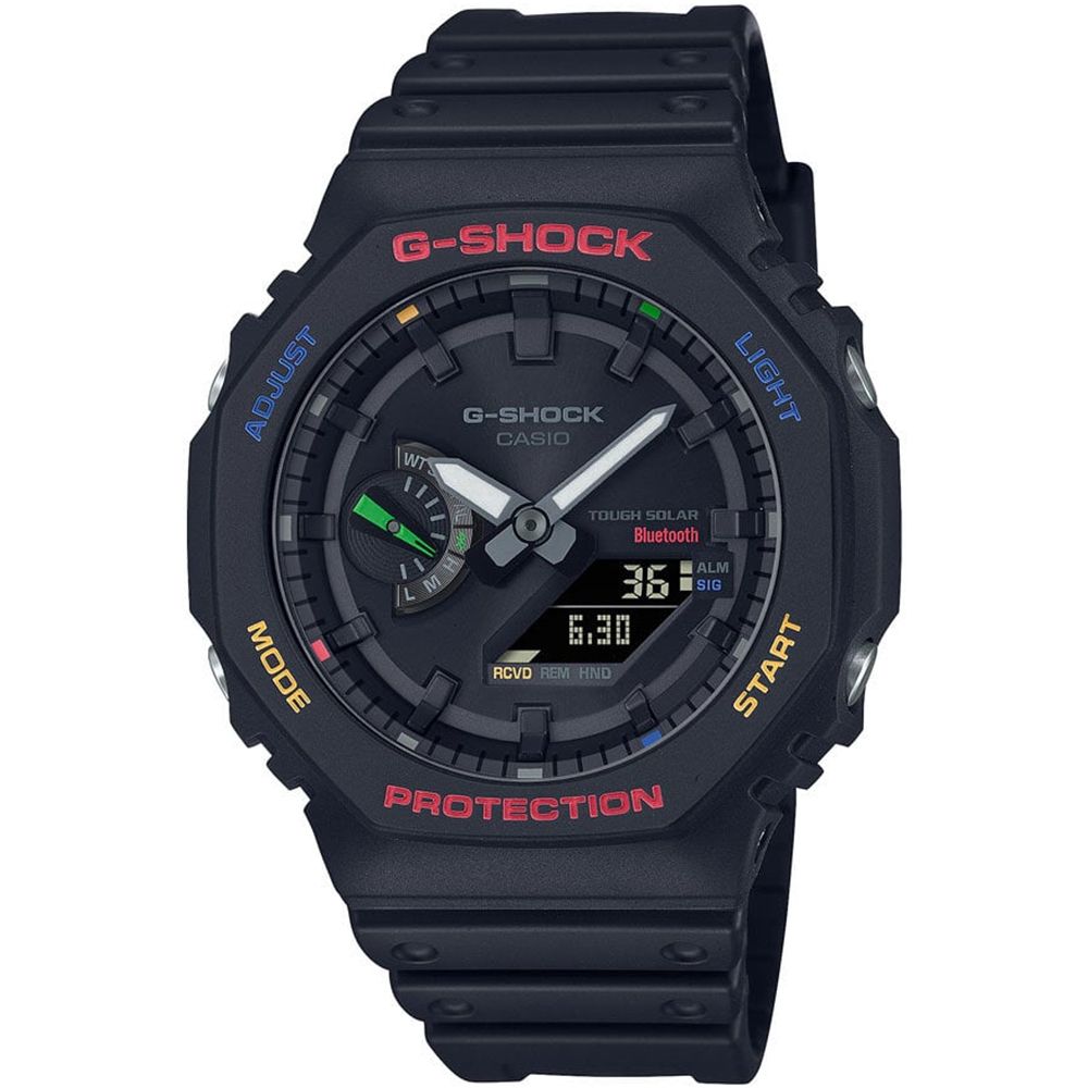 CASIO 卡西歐  G-SHOCK 五彩派對太陽能藍芽八角造型計時錶/黑/GA-B2100FC-1A