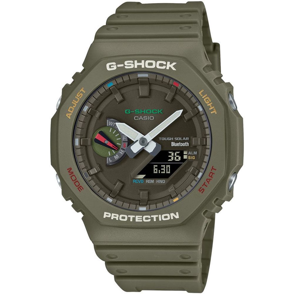 CASIO 卡西歐  G-SHOCK 五彩派對太陽能藍芽八角造型計時錶/綠/GA-B2100FC-3A