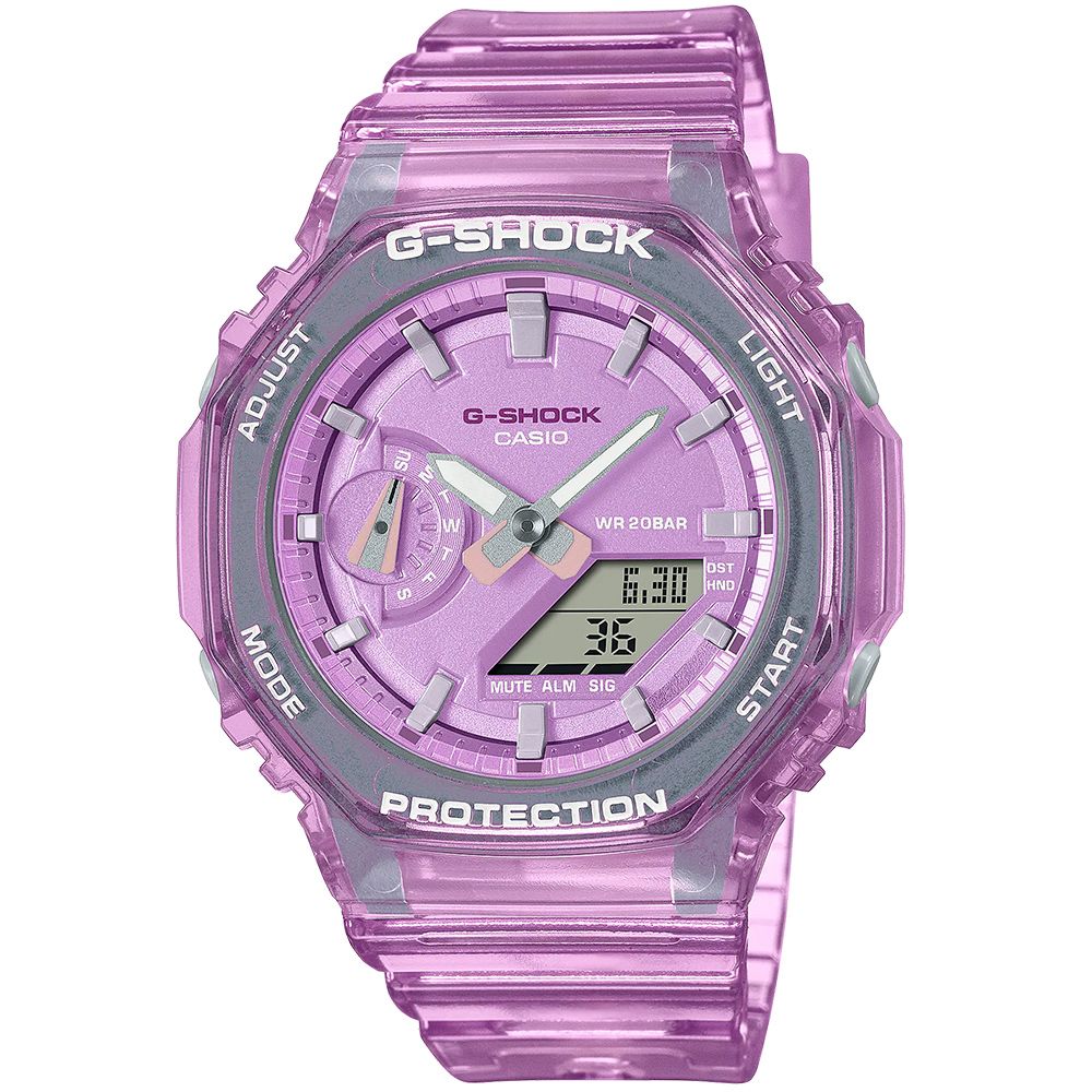 CASIO 卡西歐 G-SHOCK 半透明系列八角造型計時錶/紫/GMA-S2100SK-4A