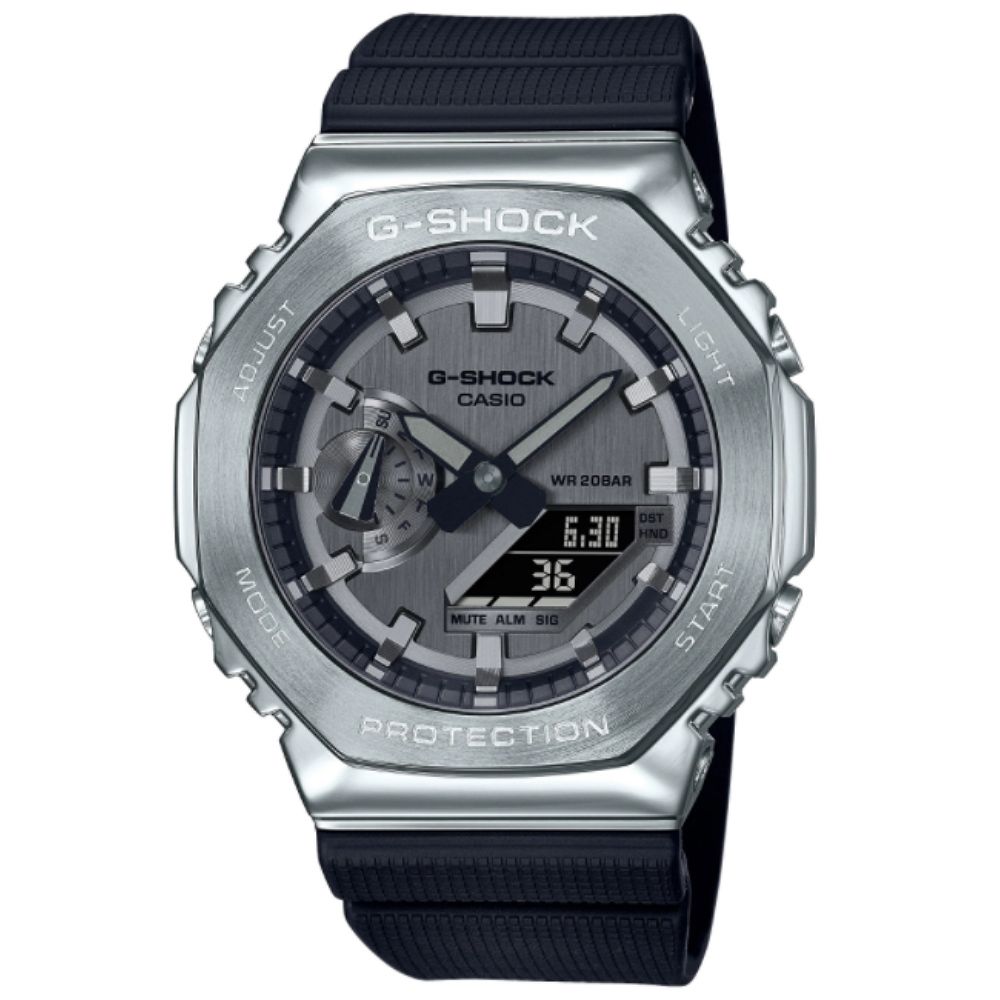 CASIO 卡西歐 G-SHOCK 經典八角錶殼 金屬時尚雙顯腕錶-黑色 禮物推薦 送禮首選 GM-2100-1A