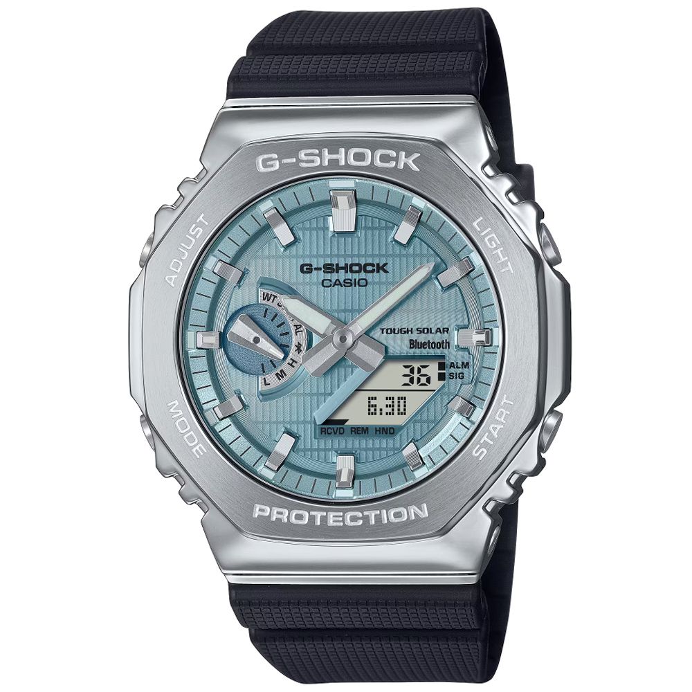 CASIO 卡西歐 G-SHOCK 太陽能x藍牙連線 金屬外殼 時尚雙顯腕錶 禮物推薦 送禮首選 GBM-2100A-1A2