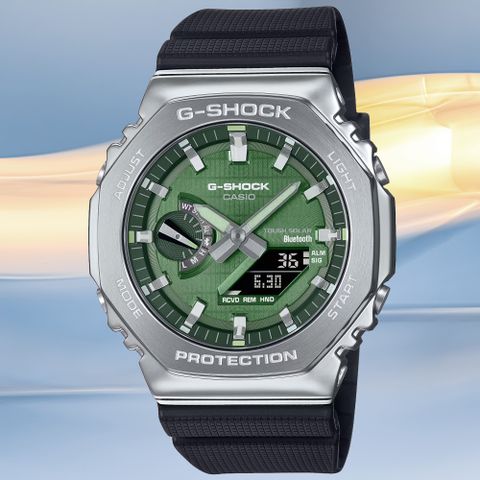 CASIO 卡西歐 G-SHOCK 太陽能x藍牙連線 金屬外殼 時尚雙顯腕錶 母親節 禮物 推薦 GBM-2100A-1A3