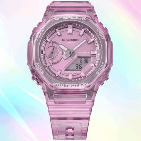CASIO卡西歐 G-SHOCK 經典八角錶殼 晶透雙顯腕錶 GMA-S2100SK-4A