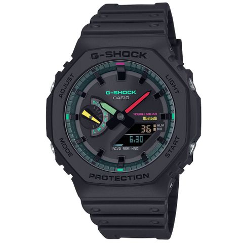 CASIO 卡西歐 G-SHOCK 經典八角錶殼 太陽能x藍牙連線 時尚螢光色彩 雙顯腕錶 雙11 特惠 GA-B2100MF-1A