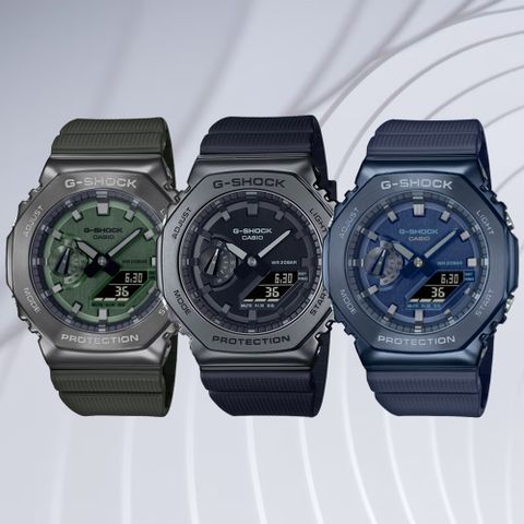 CASIO 卡西歐 G-SHOCK 經典八角錶殼 時尚金屬雙顯腕錶 禮物推薦 送禮首選 (三款可選)