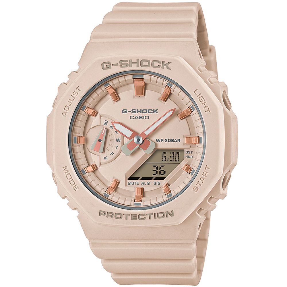 CASIO 卡西歐 G-SHOCK 極簡風八角造型計時錶/粉紅/GMA-S2100-4A