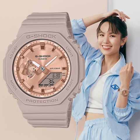 CASIO 卡西歐 G-SHOCK 閃耀粉紅金八角造型計時錶/粉/GMA-S2100MD-4A